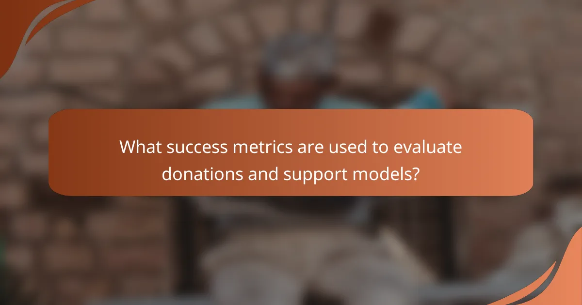 What success metrics are used to evaluate donations and support models?
